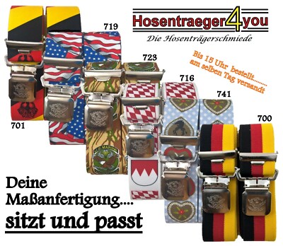 flotte, starke Hosenträger, Flaggen&Fantasie mit 4 extra starken Alligatorclips