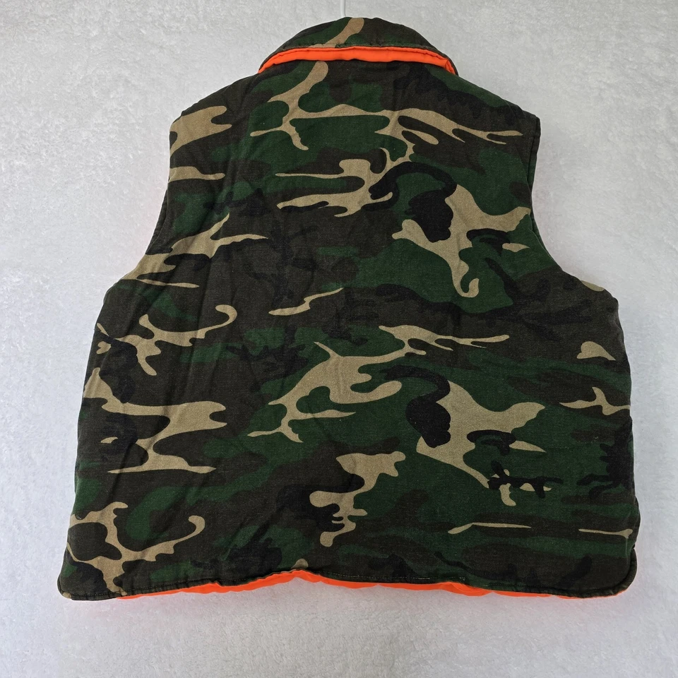 Vtg Reversible Woodland Camo Camouflage Blaze Orange Insulated Vest XL - Image 2 of 4