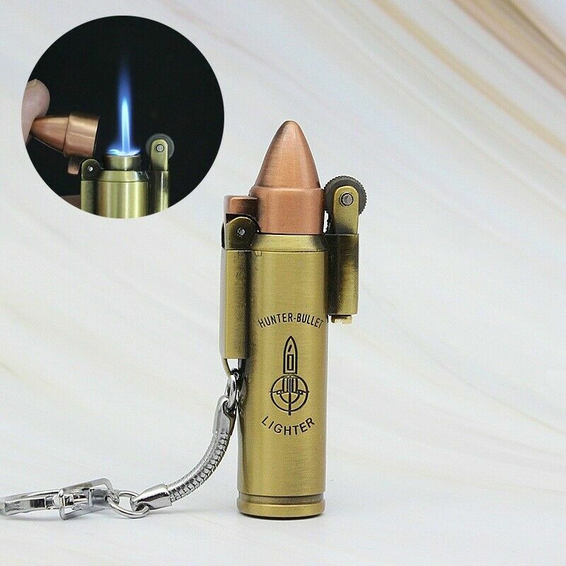bullet cigarette lighter Bullet Lighter Pocket Retro Torch Metal Jet Gas Cigarette Windproof Cowboy  Army