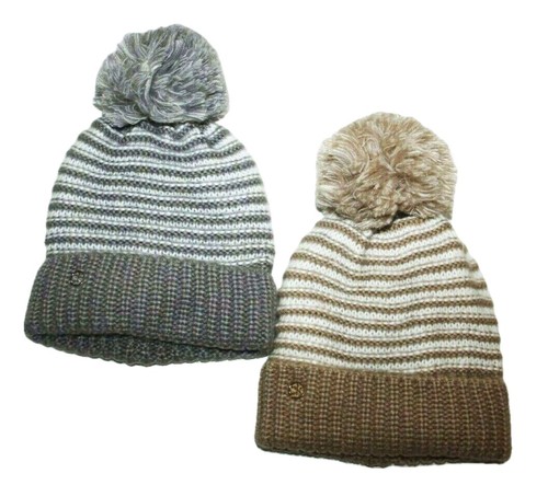Womens Calvin Klein 2-Color Stripe Knit Hat | Boscov's Heather Mid Grey