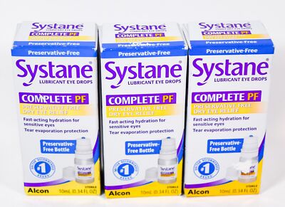 3 Systane COMPLETE PF Lubricant Drops 10ml Optimal Dry Eye Relief 09/2025