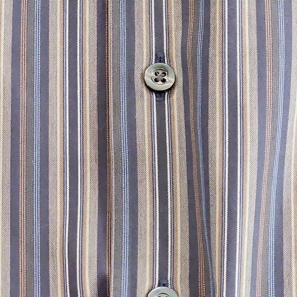 Pronto Uomo Non Iron Shirt Men's 3XLT Brown Stripes EUC Long Sleeve Button Up AN - Image 2 of 4
