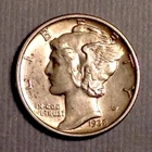 1938 Mercury Dime 10 Cents - FREE SHIPPING cd -