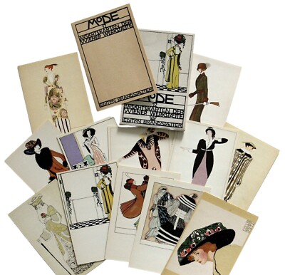 WIENER WERKSTATT MODE 12 Postkarten Edition Brandstaetter Wien 1983 WERKSTÄTTE