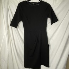 LULUS Dress Westwood Black Half Sleeve Sheath Stretch Knit Lined Size Small NWT