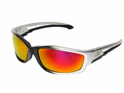 Edge Eyewear SKAP119 Kazbek Safety Glasses - Black/Silver Frame, Red Mirror Lens