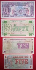 FREE POSTAGE, Set 01/4 British Armed Forces £1(2nd Series), 50p, 10p, 5p,All Unc