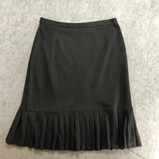 Elementz Skirt Womens Size M Black Pleated Hem Knee Length Stretchable Side Zip
