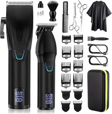 Professional Hair Clippers and Trimmer Kit for Men, Barber Clipper Set Cordless