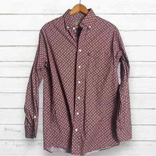 Mens Panhandle Rust Red Diamond Print Button Up Western Shirt Small