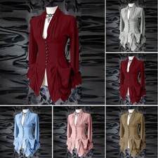 Gothic Womens Long Sleeve Top Victorian Button Blouse Pirate Cosplay Costumes