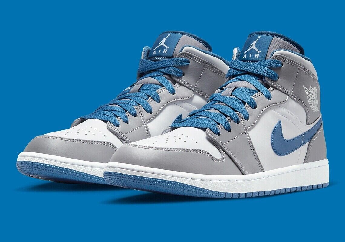 Nike Air Jordan 1 Mid 'True Blue' Cement Grey White DQ8426 Nike Air Jordan 1 Mid 'True Blue' Cement Grey White DQ8426
