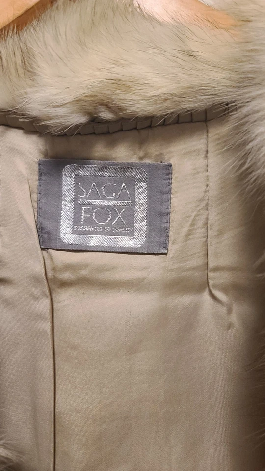 Abrigo de piel de zorro Saga vintage mangas corto abrigo azul zorro chaqueta de invierno talla 8 Foto 3 de 4