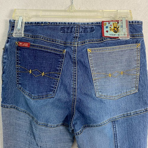 VTG Mudd Jeans Flare Capris Girls 14 (Fits 26 x 17 ) Patchwork Boho Y2K - Picture 7 of 14