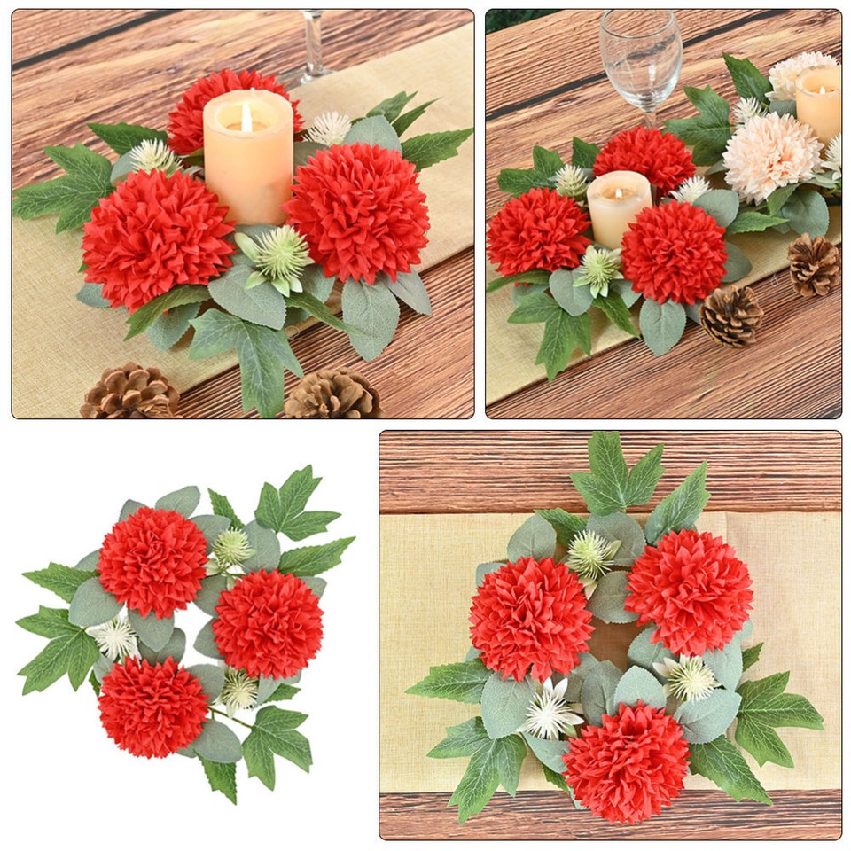 Candlestick Garland Ring Christmas Mums Artificial Flowers Ball Spring