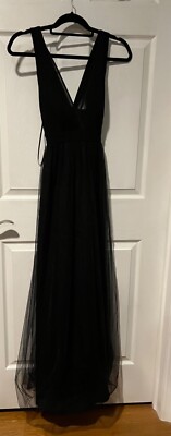 bcbgeneration black maxi dress New with tag BCBGeneration Black Tulle Maxi Dress V-neck cross back Size 2