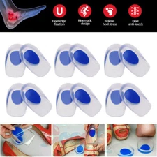 3/6 Pair Silicone Gel Heel Cups - Shoe Inserts for Plantar Fasciitis, Sore Heel