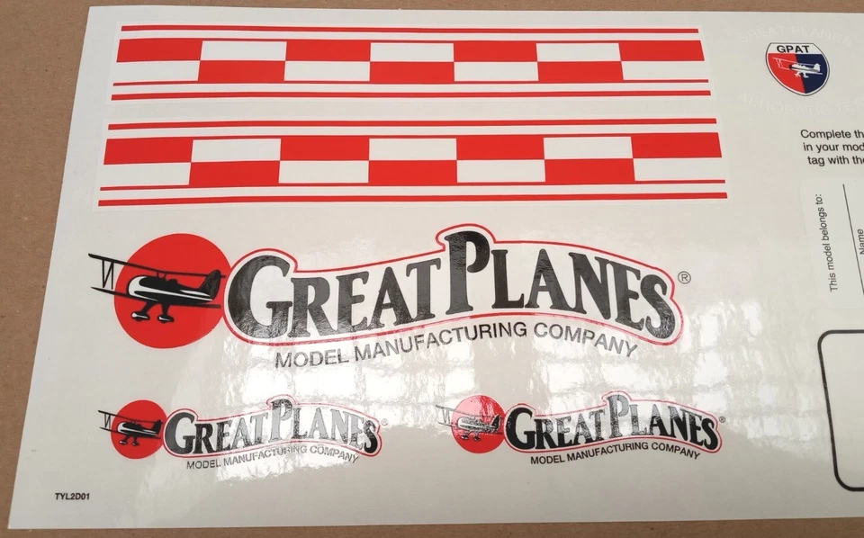 Great Planes T-Craft .20 Size RC Model Airplane OEM Decals Stickers TYL2D01 New! - Image 4 of 4