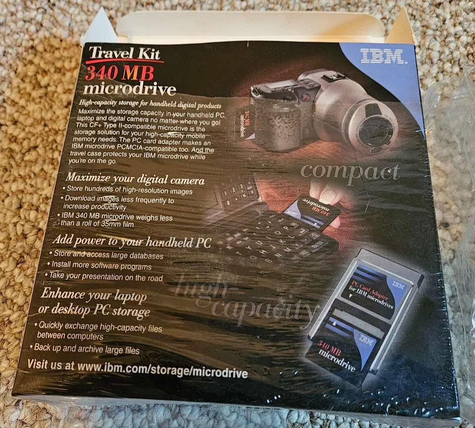 IBM 340MB Microdrive DMDM-10340 in original packaging, adapter, driver disk, etc - Image 4 of 4