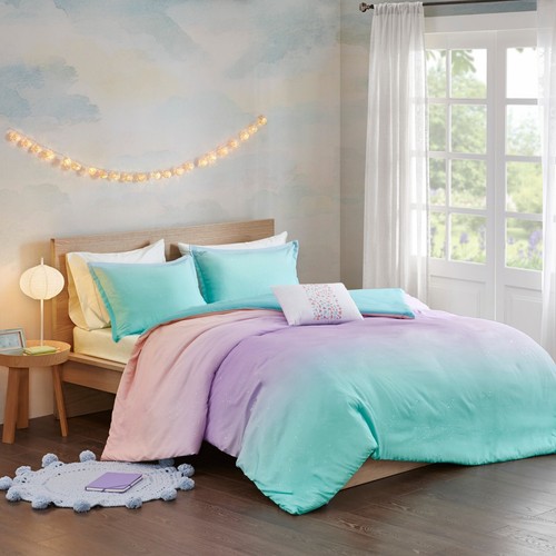 Mi Zone Glimmer Metallic Glitter Printed Reversible Duvet Cover Set King/Queen