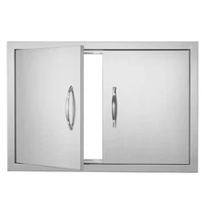 BBQ Access Door, 18.98 In. 2-Door, in Stainless Steel, Stainless Steel Flush Mou