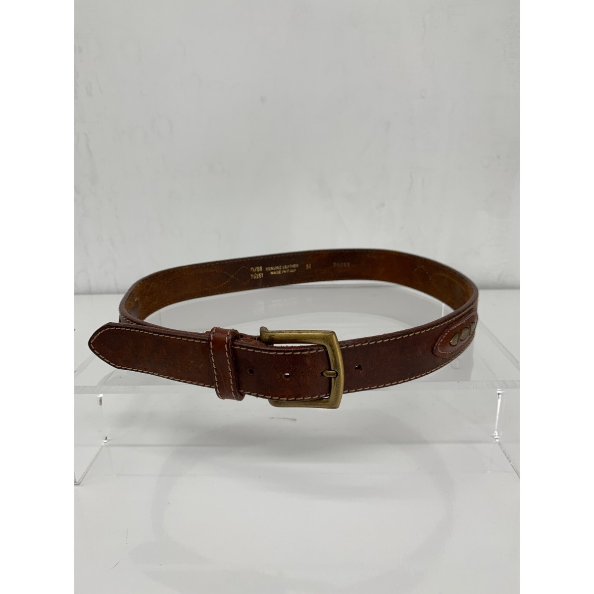 6511- Women Genuine Italian Leather Belt Luna, Made In France- Light Brown Women main image 2
