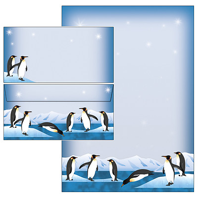 Niedliches Pinguin-Briefpapier – 20 Blatt DIN A4 Motivpapier, 90 G/m², Für Drucker & Handbeschriftung