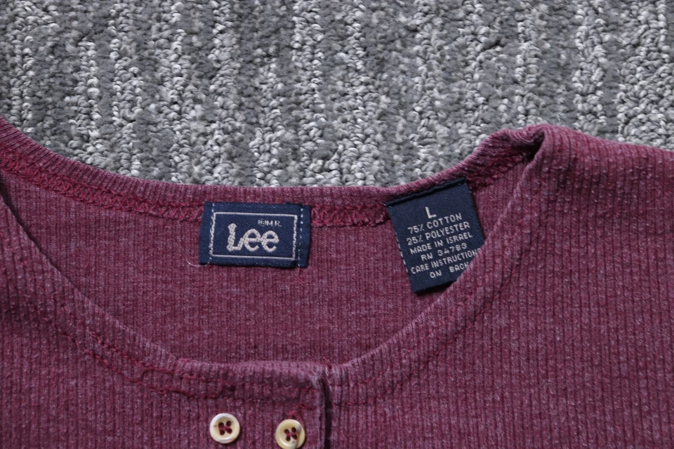 Lee 复古 90 年代罗纹长袖 T 恤双排亨利女式 L 码 — 第 4/4 张图片