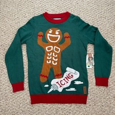 Tipsy Elves Ugly Christmas Sweater Men's S Gingerbread Man Icing 6 packs