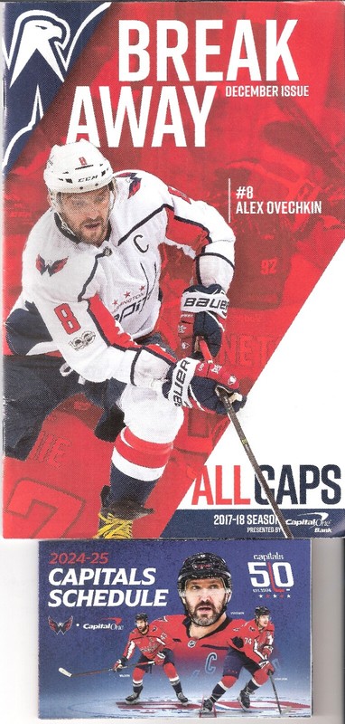 ALEXANDER OVECHKIN GAMEDAY PROGRAM AND 2025 CAPITALS SCHEDULE MR. 895 GRETZKY