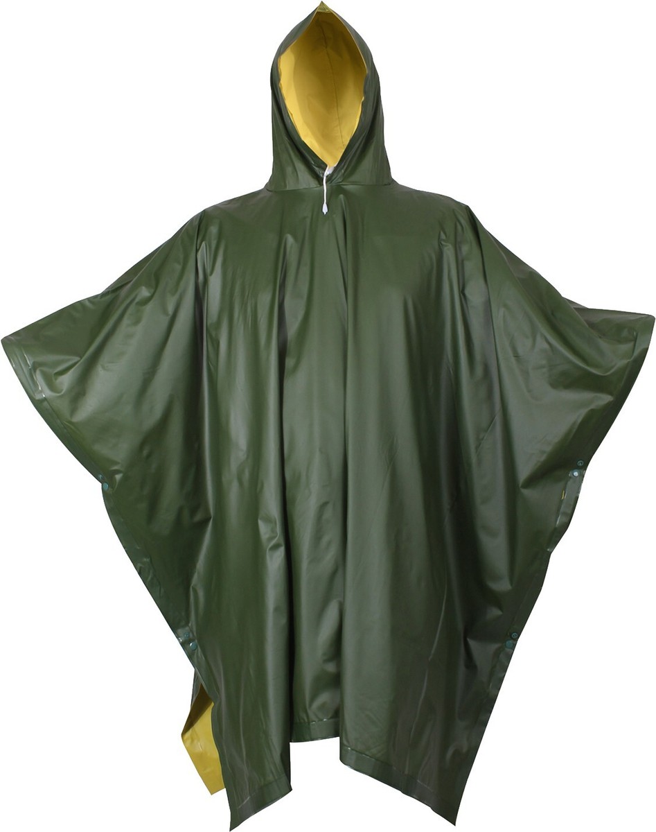 tope｜shrink/poncho（nylon b） Olive Drab & Yellow Rubberized Nylon Reversible Rain Poncho - 50