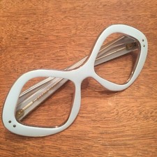 VTG DOSCAR FRANCE Light Blue POP ART Retro Eyeglasses Mask Cateye Frame Glasses