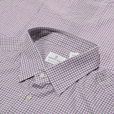 Emanuel Berg NWOT Casual Button Down Shirt Size 18.5 46 2XL Purple White Check