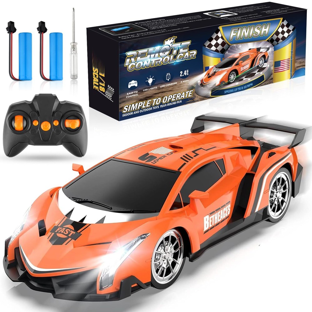 2023 Remote Control Racing Car Toy, Lights Electric Orange, Growsland® Superb