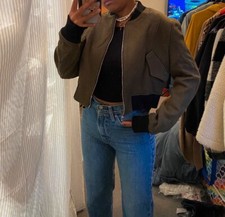 Zara SRPLS cropped Bomberjacke Military Jacke khaki mit Wollanteil