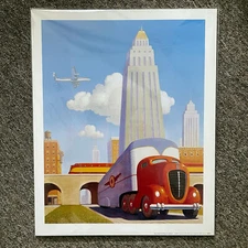 Robert LaDuke Art Print "Rush Hour" 12.5X15.5 Unframmed Plane Train Truck Dreamy