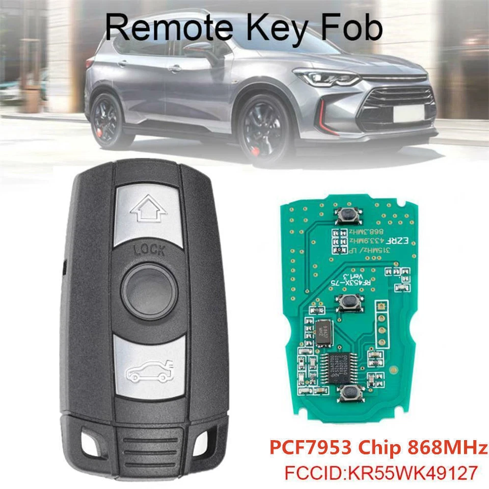 Llavero remoto de coche 868 MHz entrada sin llave PCF7953 para BMW CAS3 X6 118i 125i 128i Foto 2 de 4