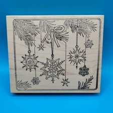 Northwoods Snowflake Christmas Ornaments Tree Branches Wood Mounted Rubber Stamp