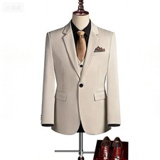 Single Button Suit Slim Notch Lapel Outfit For Wedding Business Office Formal