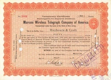 May 1912 dated Marconi Wireless Telegraph Co. of America - Same Year of the Sink