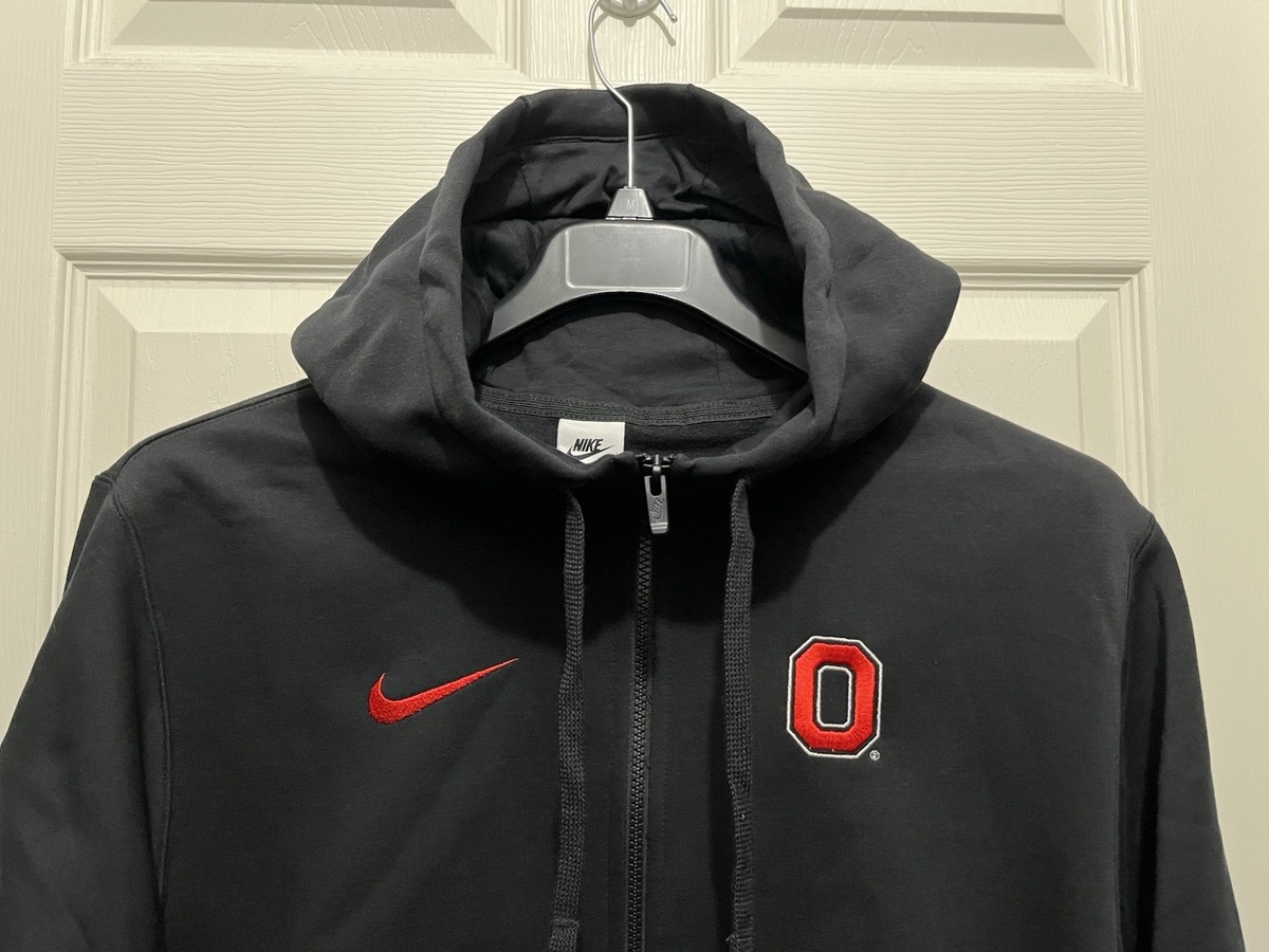 Nike OSU Ohio State Buckeyes Full Zip Hoodie Black Red Men's Size