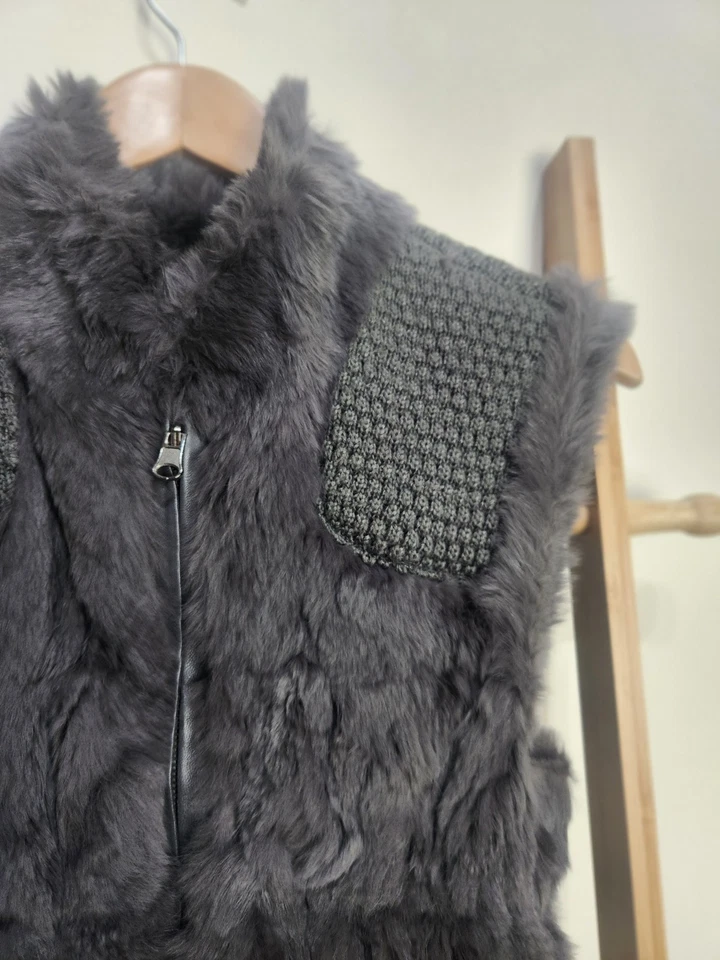 Linda Richards Luxury Grey Knit Rabbit Fur Reversible Women's Best Size XS - Image 3 of 4