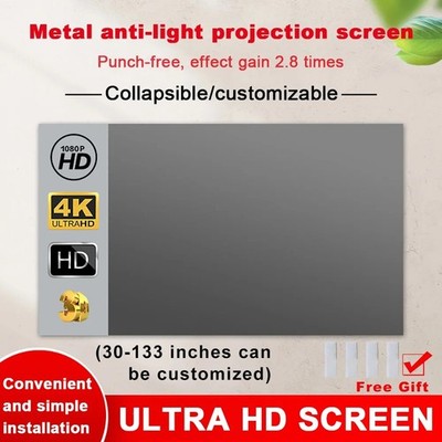 Anti-Light Metal Projector Screen High Brightness 16:9 3D HD 4K Movies Screen
