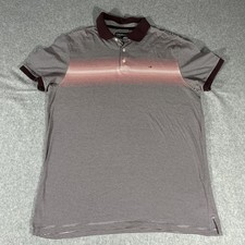 Calvin Klein Liquid Touch Men s Polo Sz. Medium 100 Cotton Burgundy Striped