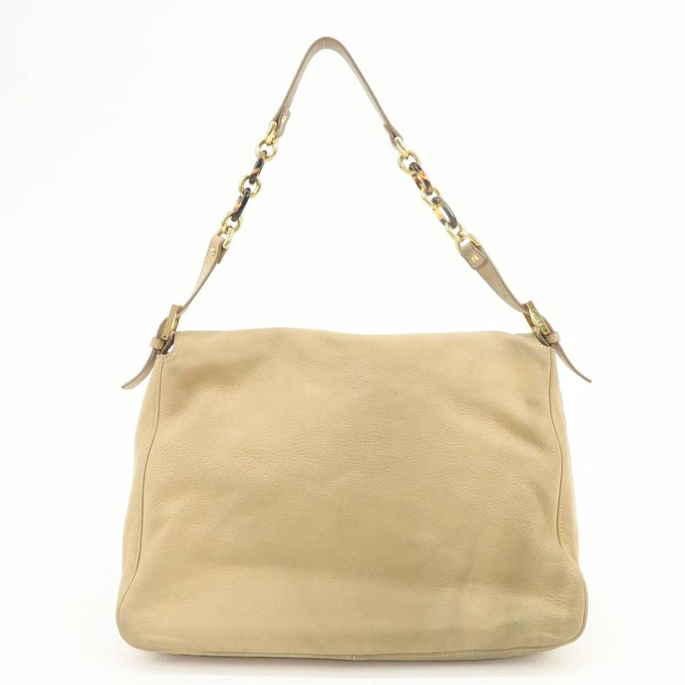 Bolso de Hombro FENDI Big Mamma Baguette Cuero Beige 8BR638 Auténtico Usado Envío Gratis Foto 2 de 4