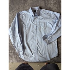 Jos. A. Bank Traveler's Collection Mens 17-35 Blue Cotton Button Down Shirt