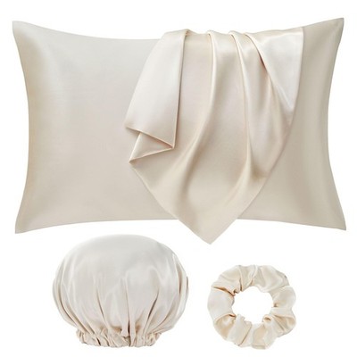 Seiwohl Seidensatin Kissenbezug weich wie 2 Stück (50x75cm), 03-beige 