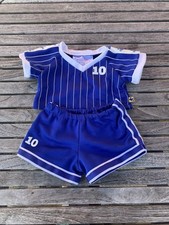 BAB Build A Bear Clothing Blue White Striped Soccer Uniform Jersey Top Shorts