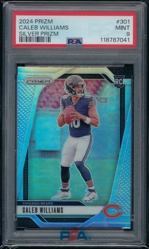 CALEB WILLIAMS 2024 PRIZM SILVER RC #301 PSA 9 MINT CHICAGO BEARS ROOKIE 62