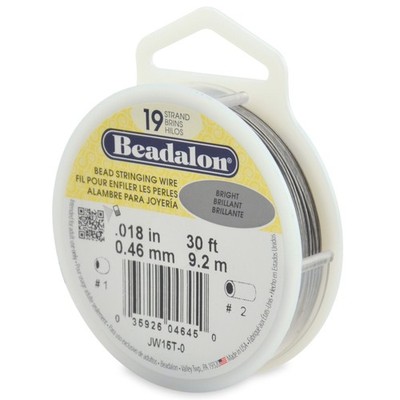 19 Strand Stainless Steel Bead Stringing Wire, .018 in / 0.46 mm, Bright, 30 ...